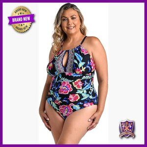 Plus Size One Piece Swimsuit with Tummy Control Adjustable Straps